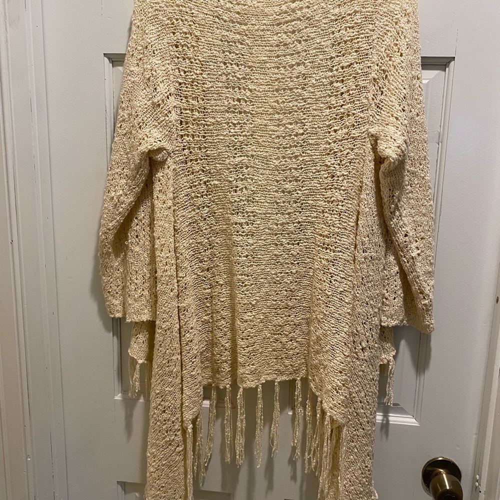 Cream Knit Fringe Sweater - Picture 3 of 4